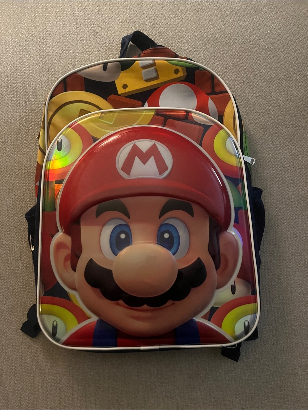 Nintendo Super Mario Red Yellow Kids Backpack with Character Face